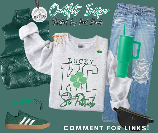 DTF TRANSFER ONLY  - Lucky KC St. Patrick Muted Green