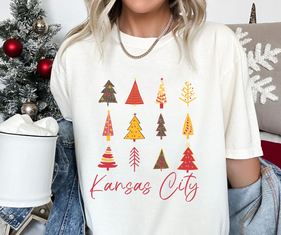 DTF TRANSFER ONLY  - Kansas City Christmas Tree Pattern