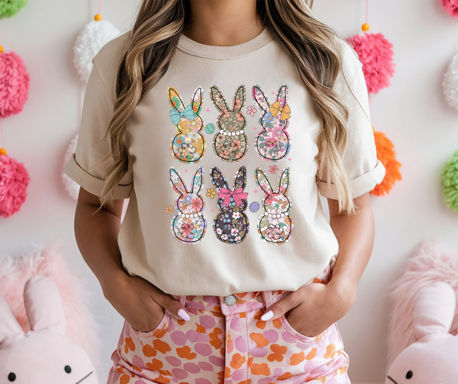 DTF TRANSFER ONLY  -  Coquette Easter Bunny Floral