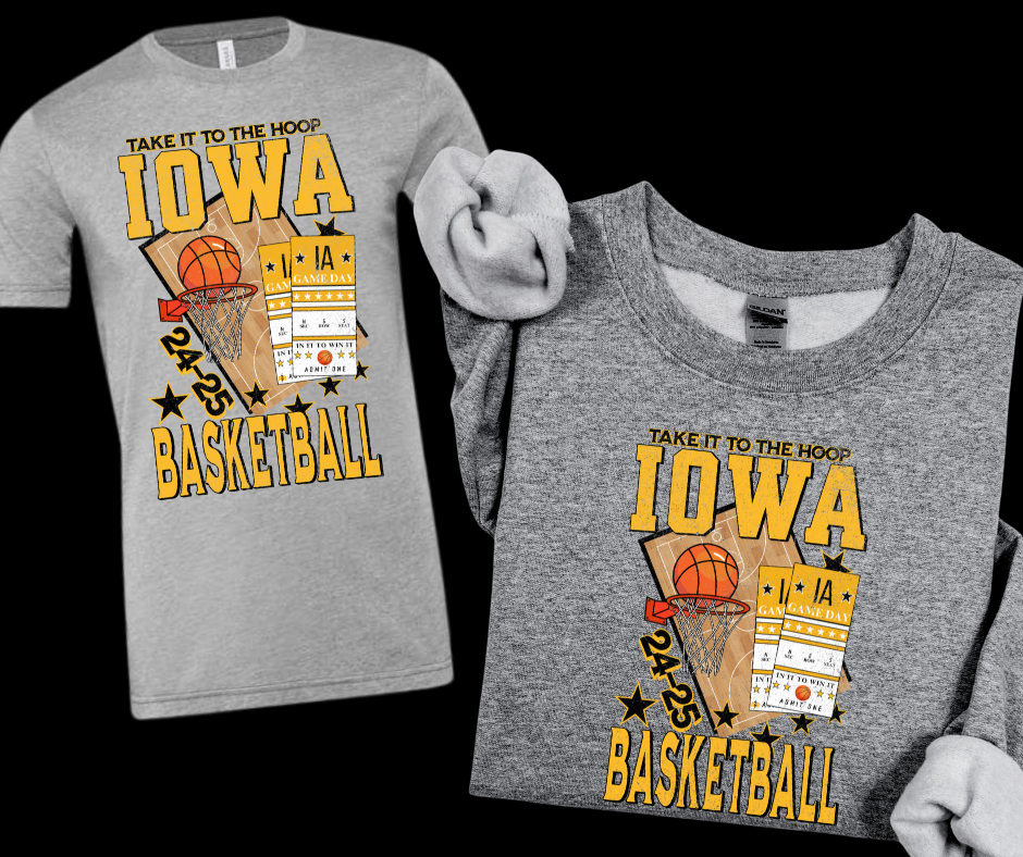 DTF TRANSFER ONLY  - Iowa Basketball Tickets Design