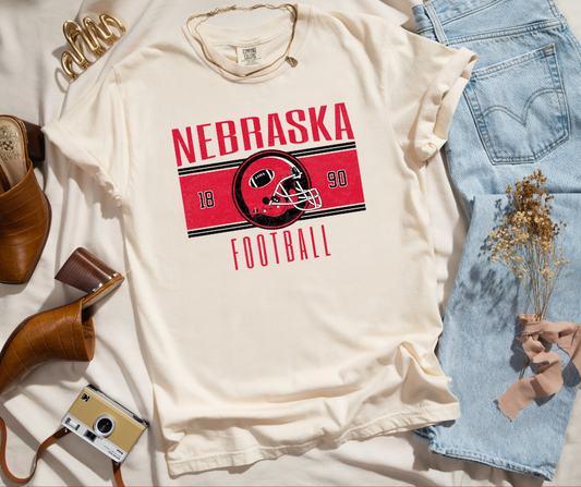 DTF TRANSFER ONLY  - Vintage Red & Black Nebraska Football